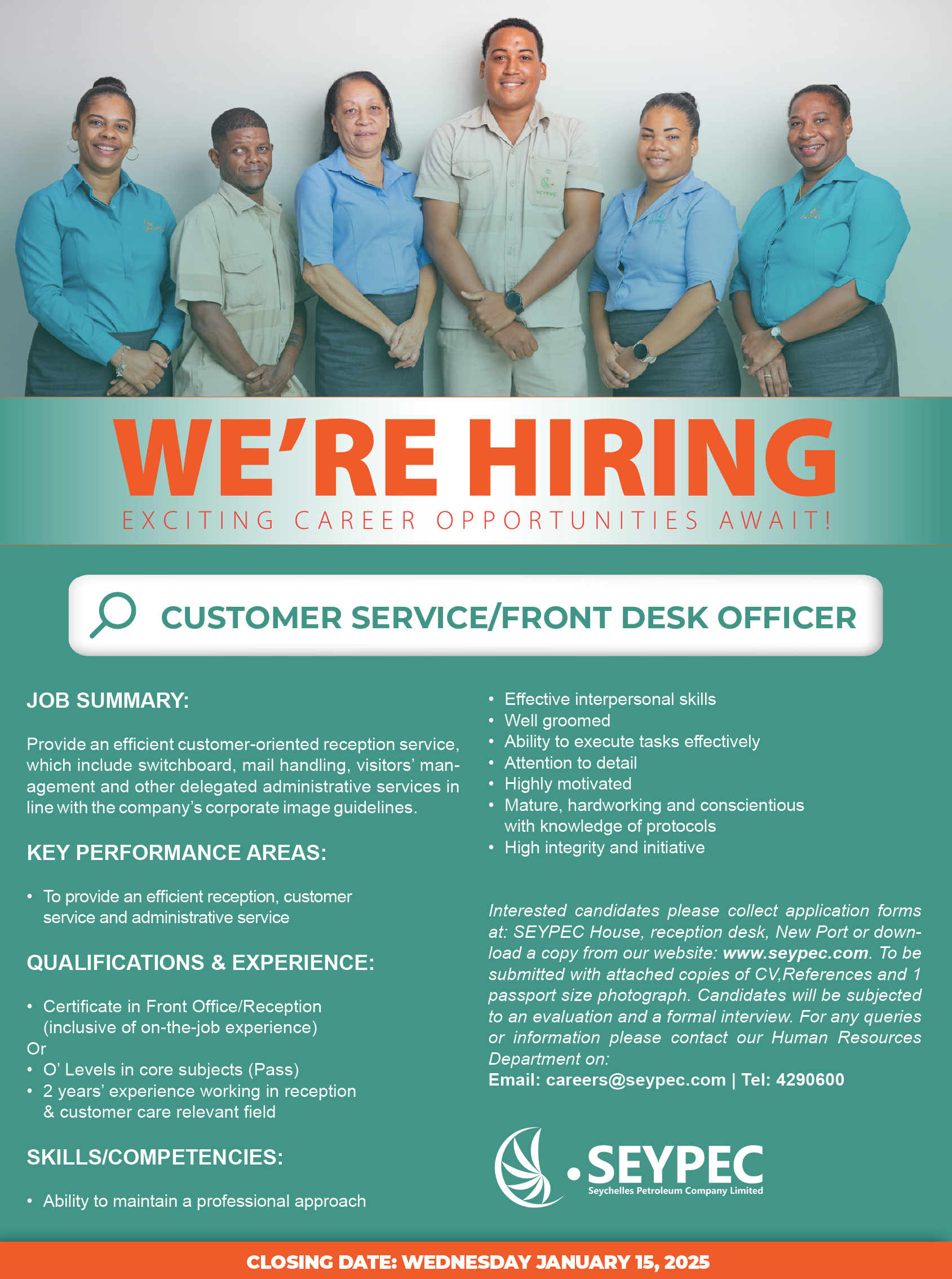 CUSTOMER SERVICE-FRONT DESK OFFICER 